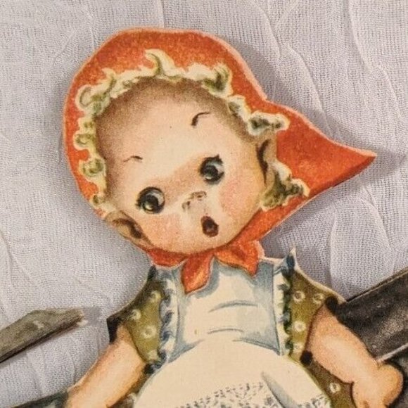 Norway Die Cut Fold Out Table Decor Kids Chicken Paper Dolls Baby Easter Elf Vtg - Picture 8 of 16